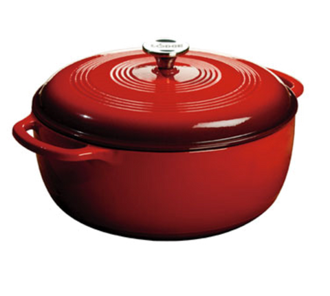 Lodge Manufacturing EC7D43 7.5 Quart Enameled Cast Iron Dutch Oven, Island Spice Red