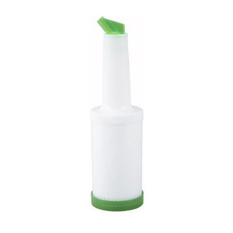 Winco PPB-2G Liquor & Juice Pour Bottle, 2 Qt with Green Spout & Lid