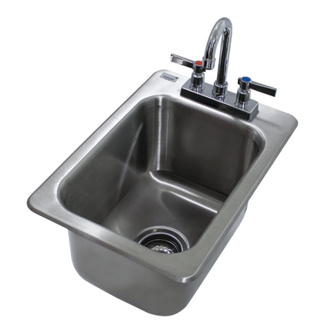 Advance Tabco DI-1-10-1X 1-Compartment Drop-In Sink, 10" x 14" x 10" Bowl, 20 Gauge 304 Stainless Steel