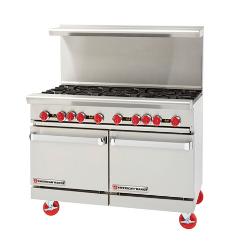 American Range AR-8 NG 48-Inch 8-Burner Gas Range with (2) Space Saver Ovens (Natural Gas)
