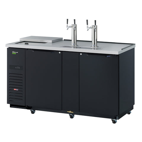 TCB-3SB-N6 Turbo Air 69" 2-Column Black Club Top Beer Dispenser w/ (3) 1/2 Barrel Keg Capacity