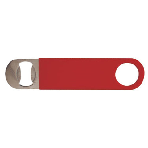 Winco CO-301PR Stainless Steel Flat Bottle Opener with Red PVC Coating