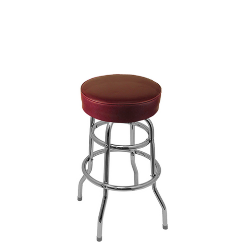 Oak Street Manufacturing SL2129-WINE Standard Button Top Barstool with Double Rung Chrome Swivel Frame - Wine Vinyl