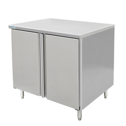 GSW USA CTD-2460H 60" Flat Top Enclosed Work Table with Hinged Doors and Adjustable Mid-Shelf