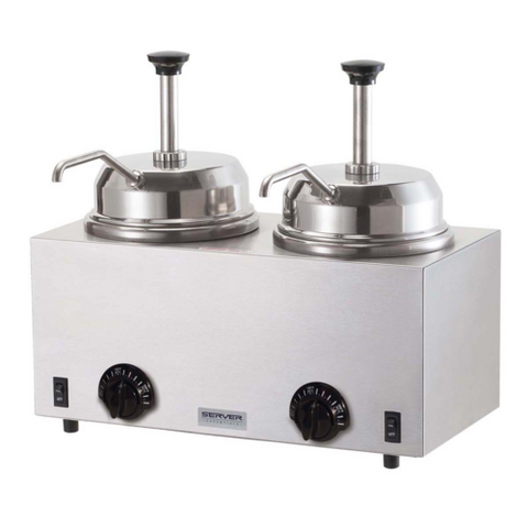 81230 Server Products Twin Fudge Server w/ Pumps For Use w/ 3 Qt. Jar Or #10 Can