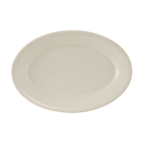 TRE-039 Tuxton Reno 13-1/2" x 9" Eggshell Wide Rim Oval China Platter