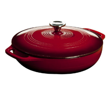 Lodge EC3CC43 3.6 Qt. Island Spice Red Enameled Cast Iron Casserole with Cover