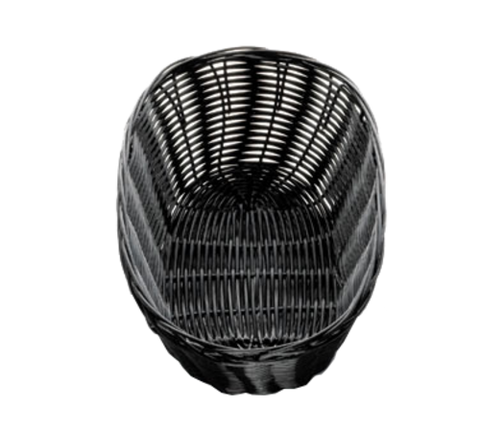 2476 Tablecraft 10" x 6-1/2" x 3" Black Oval Ratten Basket