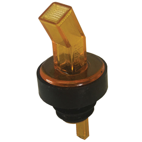 313-06 Spill Stop Amber Plastic Liquor Pourer w/ Black Collar