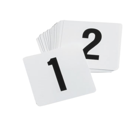 Tablecraft Products TN100 White Plastic Table Number Card Set, 1-100