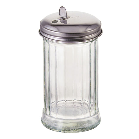 Winco G-102 12 oz Glass Sugar Pourer with Flap Top