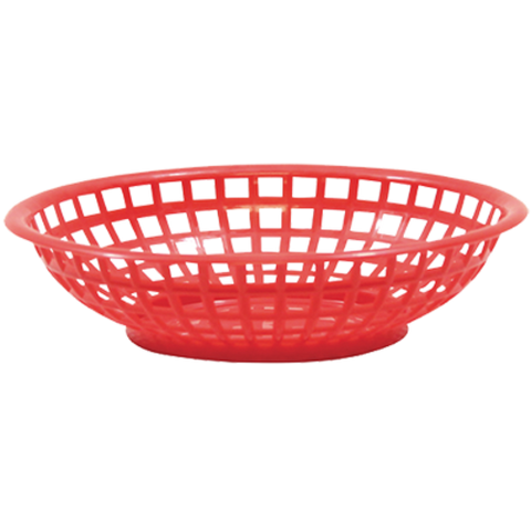 1075R Tablecraft 8" x 2" Red Round Serving Plastic Basket-Tablecraft Products