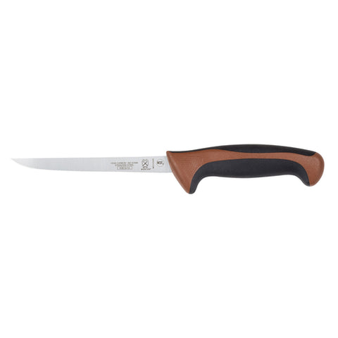 Mercer Culinary M22206BR Millennia Colors 6" Semi-Flexible Narrow Boning Knife with Brown Handle