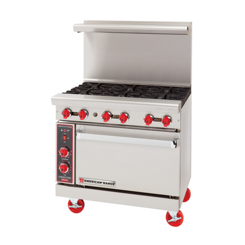 American Range AR-6-C 36 in Natural Gas 6-Burner Range with Convection Oven