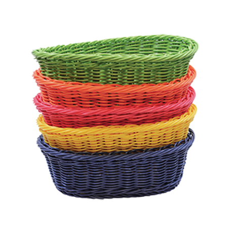 Tablecraft Products HM1174A Ridal Collection Oval Rattan Basket, Assorted Colors, 9-1/4 x 6-1/4 x 3-1/4