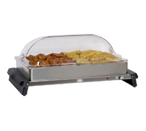Cadco WTBS-2RT Electric Countertop Buffet Server with Rolltop Lid, 2-Pan Capacity