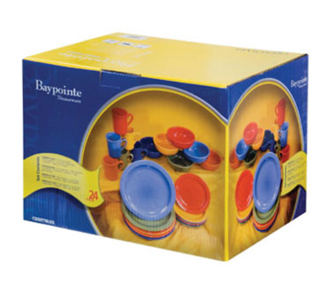 Crestware BPSET Bay Pointe 24-Piece China Dinnerware Box Set, Assorted Colors