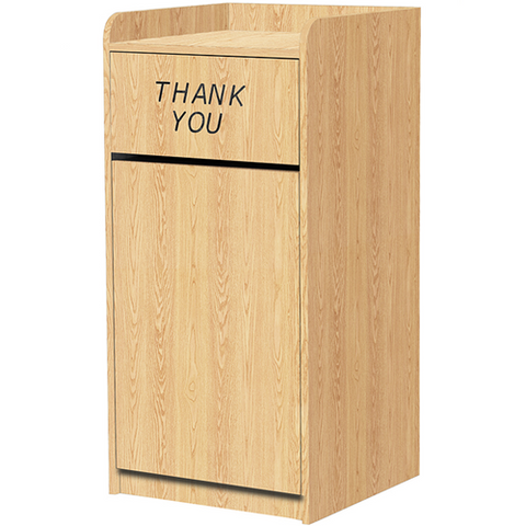 Oak Street Manufacturing M8520-OAK-UNASSEMBLED Waste Receptacle with Thank You Swing Door
