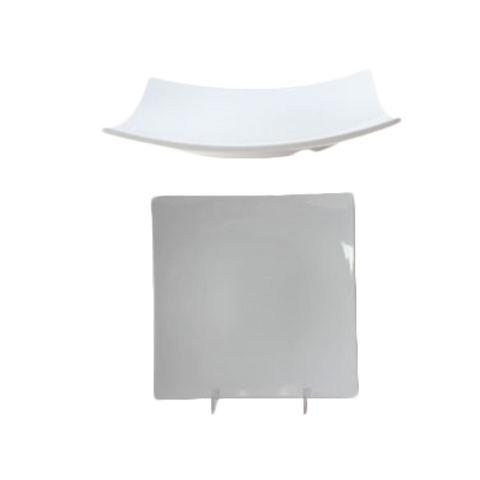 24012WT Thunder Group 12-3/8" Classic White Melamine Square Plate-Thunder Group