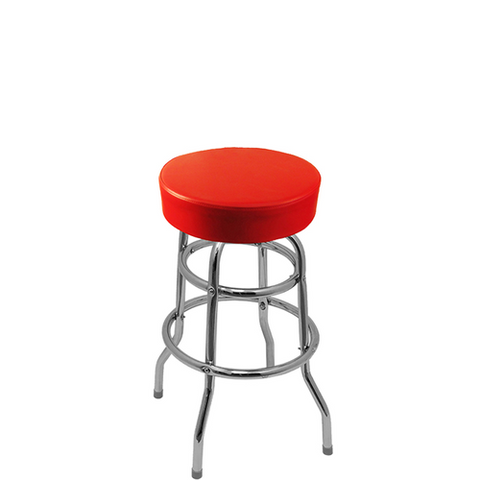 SL2129-RED Oak Street Red Vinyl Swivel Bar Stool w/ Round Seat & Double Ring Base-OAK STREET MANUFACTURING