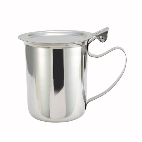 Winco SCT-10F 10 oz Stainless Steel Stackable Creamer Server with Cover and Handle