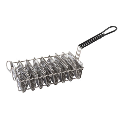 Winco TB-8 Taco Fryer Basket, 8-Slot 6" Shell Capacity, Nickel-Plated