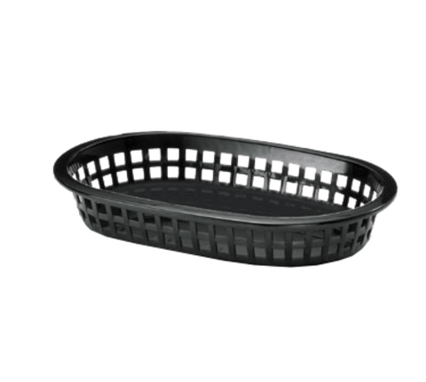 1073BK Tablecraft 9-1/4" x 6" x 1-1/2" Black Oval A La Carte Platter Basket-Tablecraft Products