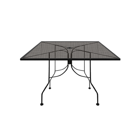 OD3636-STD Oak Street 36" x 36" Black Outdoor Square Table w/ Mesh Top & Umbrella Hole