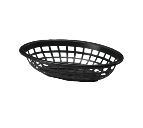 1071BK Tablecraft 8" x 5-3/8" x 2" Black Oval Side Order Basket-Tablecraft Products