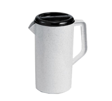 144GRT Tablecraft 2.5 Qt. Granite Plastic Pitcher w/ 3-Way Black Sanitary Lid