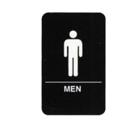 Tablecraft 695635 ADA Men's Restroom Sign, 6" x 9\" White on Black