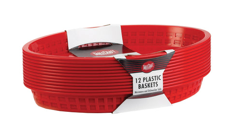 Tablecraft Products C1086R Red Oval Texas Plastic Basket, 12-3/4 x 9-1/2 x 1-1/2
