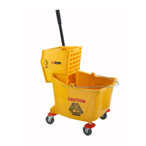 Winco MPB-36 36 qt Yellow Mop Bucket with Side Press Wringer