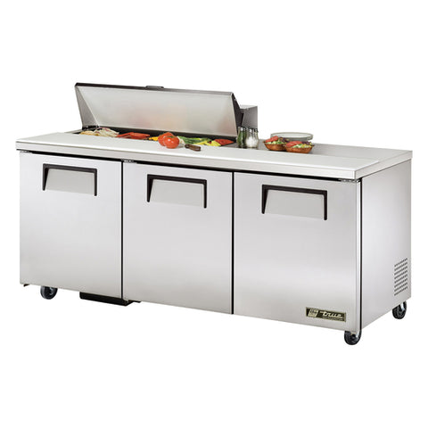 True Manufacturing TSSU-72-10-HC 72" 3-Door Sandwich/Salad Prep Table with Hydrocarbon Refrigerant