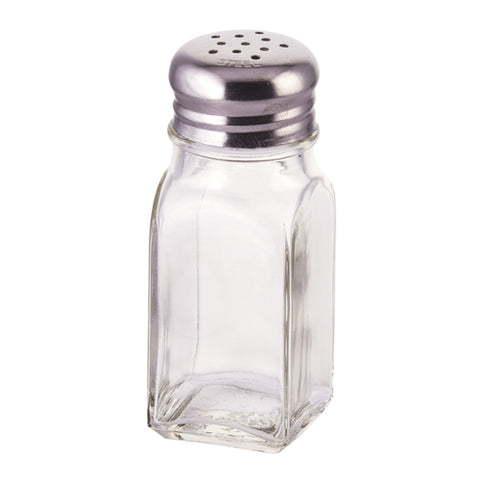 Winco G-109 Square Glass Shaker with Stainless Steel Mushroom Top, 2 oz