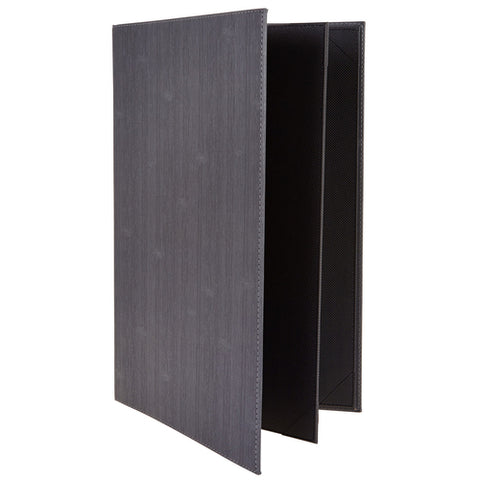 Winco LMF-814GY Four-View Leatherette Menu Cover, Gray, 8-1/2" x 14"