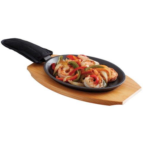 Chef Master 90200 Oval Cast Iron Fajita Platter Set