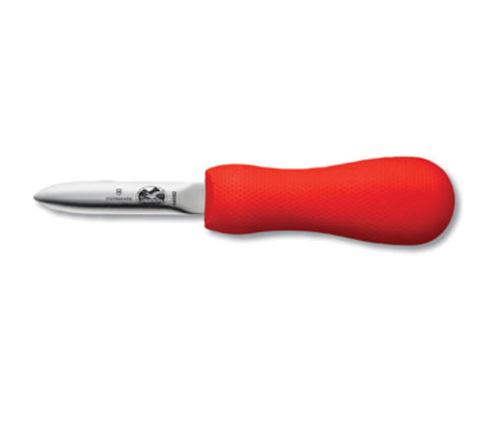 Victorinox 7.6399.2 Providence Style Oyster Knife, 2-3/4" Blade, Red SuperGrip Handle