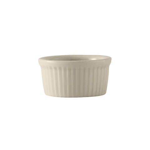 Tuxton China BEX-0352 DuraTux 3.5 oz. Fluted Ceramic Ramekin, American White/Eggshell