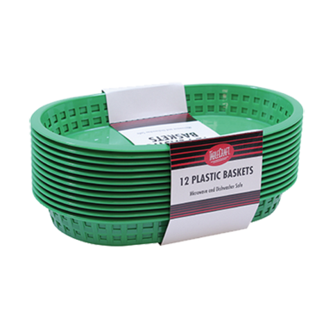 TableCraft Products C1076G Green Oval Fast Food Basket, 12/Pack