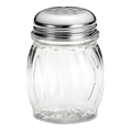 260 Tablecraft 6 Oz. Swirled Glass Cheese Shaker w/ Chrome Plated Perforated Top-Tablecraft Products
