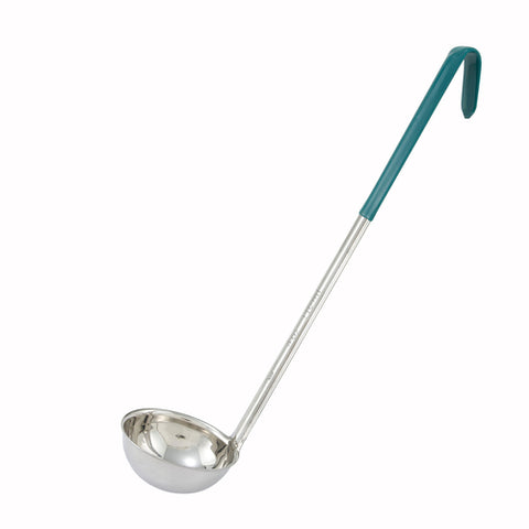 Winco LDC-4 4 oz Stainless Steel Color-Coded Ladle with Green Handle