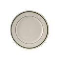 TGB-006 Tuxton Green Bay 6-5/8" Eggshell Wide Rim Rolled Edge China Plate w/ Green Bands-Tuxton China
