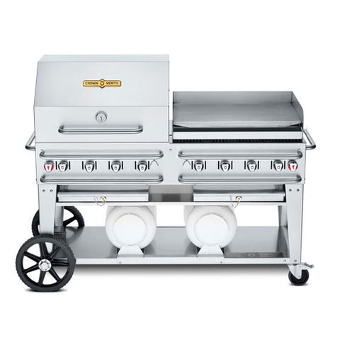 CV-CCB-60RGP Crown Verity 60" Club Series Grill Includes Roll Domes, Pro Griddle, LP