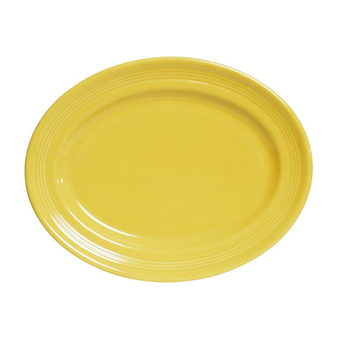 Tuxton China CSH-136 Concentrix 13-3/4 x 10-1/2 Saffron Oval China Platter
