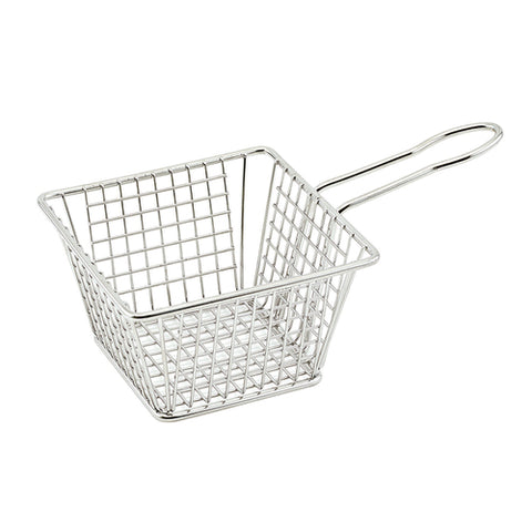 Winco FBM-554S Mini Square Serving Basket, 5"L x 5"W x 4"H, 18/8 Stainless Steel