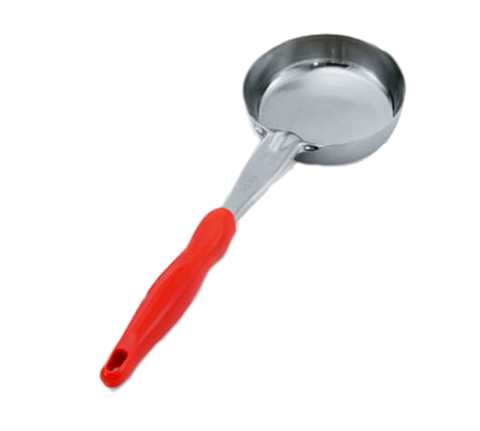Vollrath 6433865 Jacob's Pride 8 oz Round Solid Spoodle with Orange Nylon Handle