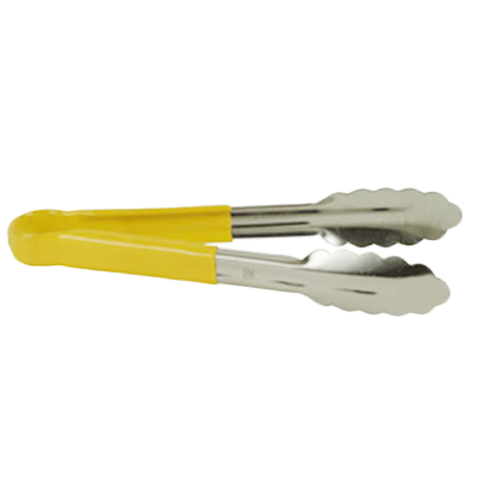 Thunder Group SLTG812Y 12" Stainless Steel Utility Tongs with Yellow Non-Slip Handle
