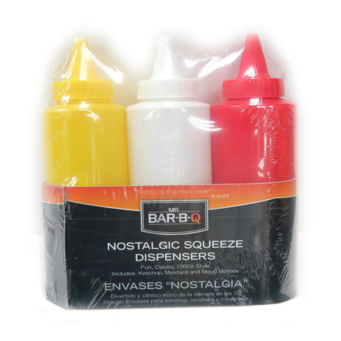 Chef Master 40196Y Mr. Bar-B-Q Nostalgic Squeeze Dispenser 3-Pack