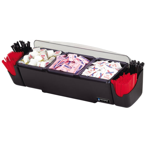 San Jamar BD4003 The Dome Condiment Center - 12 Pint, 3 Tray, Black